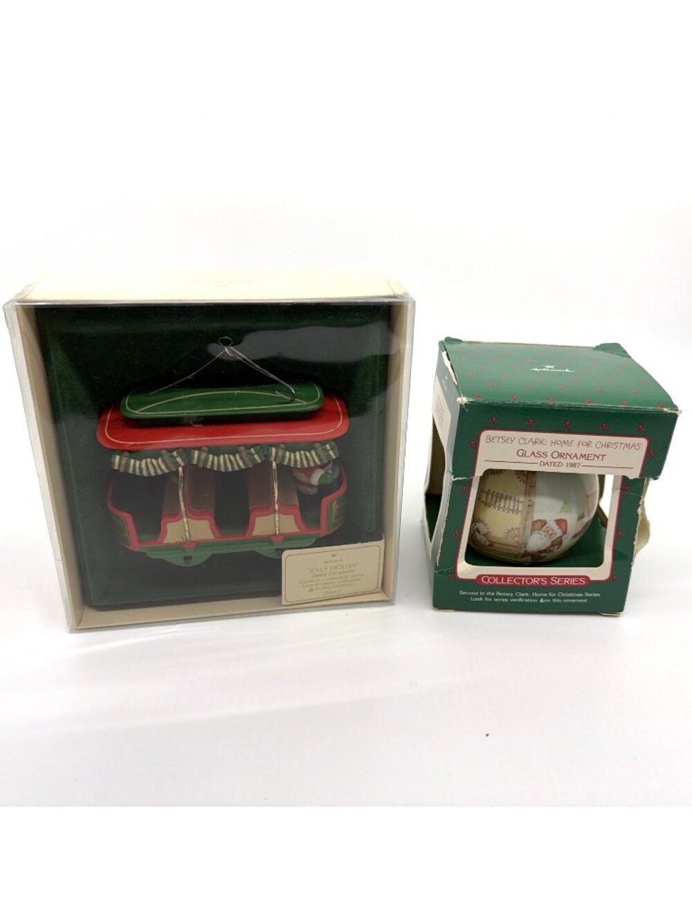 Lot 2 Vintage Hallmark Ornaments Jolly Trolley Betsey Clark Home for Christmas